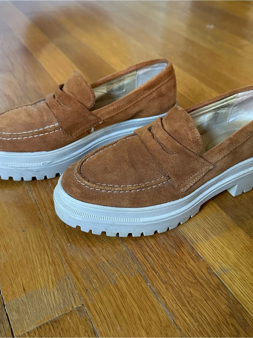 Patina by Portland Leather-Rust Suede Chunky Penny Loafers